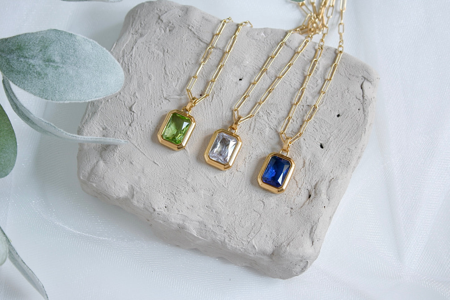 Zircon inlay 18k gold plated pendant necklaces