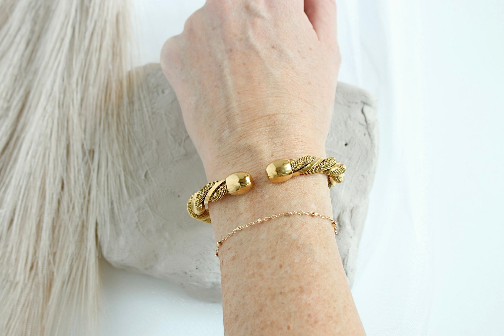 Chunky gold bangle bracelet