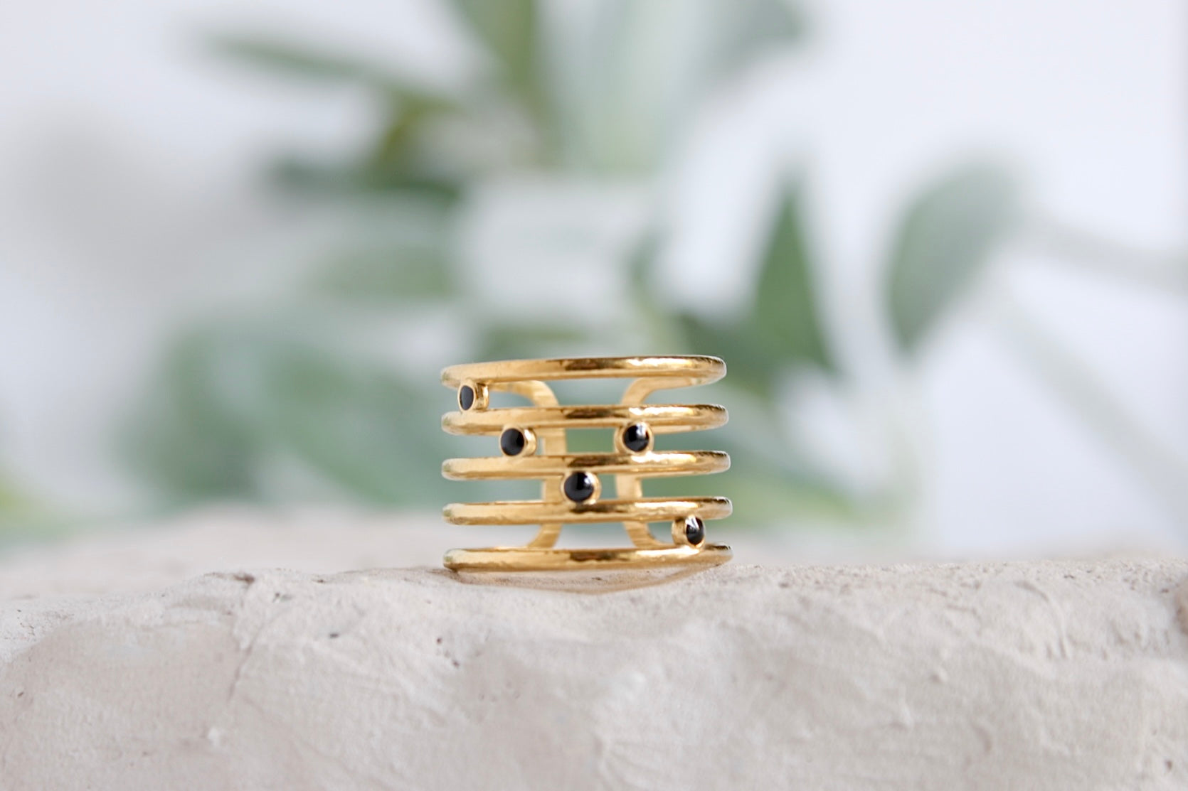 Gold plated stainless steel adjustable ring